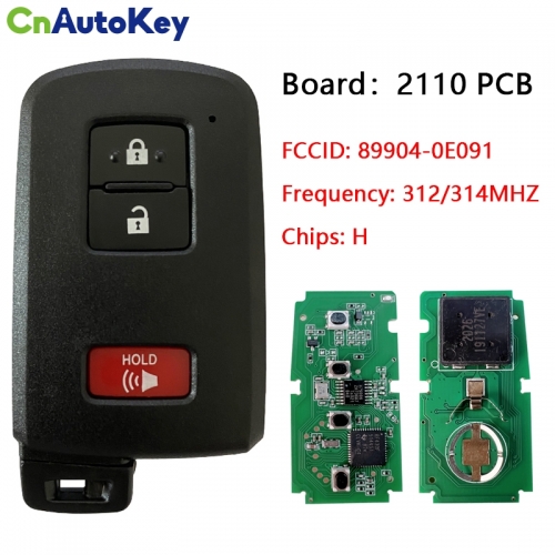 CN007147 2012-2019 For Toyota Prius Tacoma Land Cruiser  3-Button Smart Key  PN 89904-0E091  HYQ14FBA (AG Board 2110 PCB)