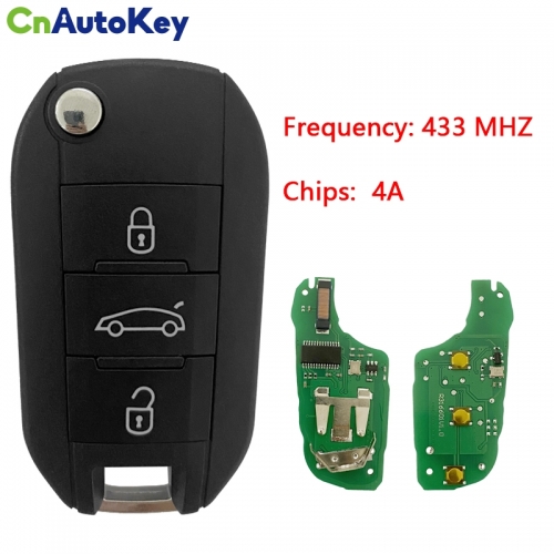 CN009051 Key Remote Peugeot 208 2008 508 308 C3 (2017-2022) Aes 4A 433MHZ （without logo）
