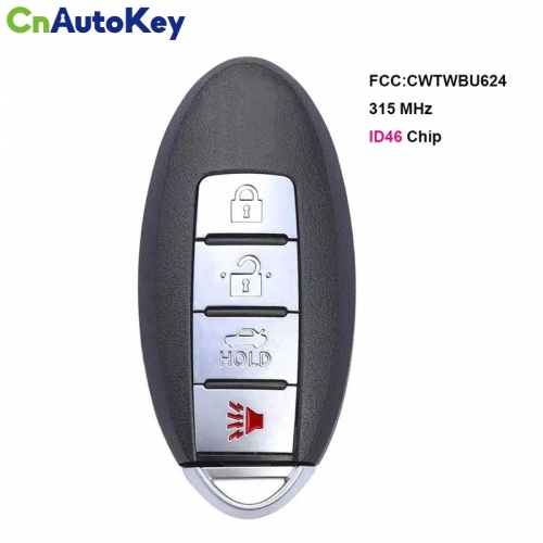 CN027090  Smart Remote Control Car Key Fob 4 Buttons for Nissan Armada 2008 2009 2010 2011 2012 2013 14 15 - 315MHz FCC CWTWB1U624 CWTWB1U815