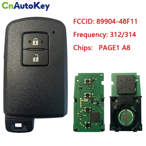 CN007153 For TOYOTA Land Cruiser, Harrier smart key, 2Buttons, 14FAB-02 PAGE1 A8 DST-AES Chip, 312/314MHz, with Keyless Go 89904-48F11