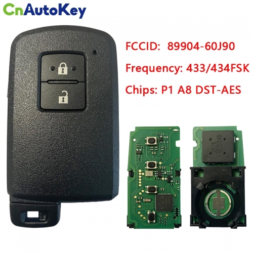 CN007163 Genuine Toyota Land Cruiser Smart Key, 2Buttons, BH1EW P1 A8 DST-AES Chip, 433MHz 89904-60J90 Keyless Go