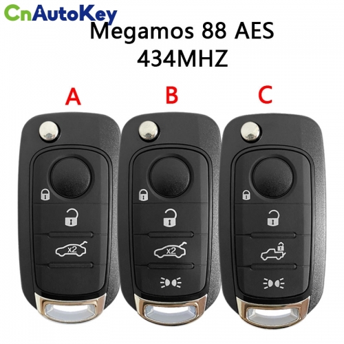 CN017009 Flip Key for Fiat Egea tipo 500 500X 3Buttons 434MHz Megamos 88 AES VIRGIN Blade SIP22 Model: I6FA