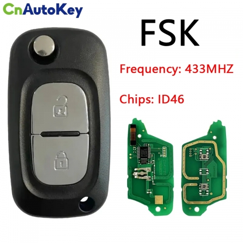 CN010069  Flip Remote key 2 buttons 433MHZ FSK WITH ID46 PCF7961 CHIP for Renault Megane 3 Scenic 3 Clio 3 Twingo Kangoo Master Modus VA2