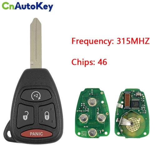 CN087052  2007-2011 Dodge Ram Durango Dakota / 4-Button Remote Head Key / PN: 68026372AB / KOBDT04A 315MHZ  46Chip