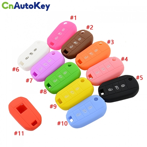 CS009051  3 Button Silicone Rubber Car Key Case for Peugeot 3008 208 308 508 408 2008 Protector Cover Holder Skin Car Accessories