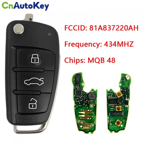 CN008092 Suitable for Audi models TP25 MQB 48  remote control key keyless go  FCC: 81A837220AH 434MHZ MEGAMOS