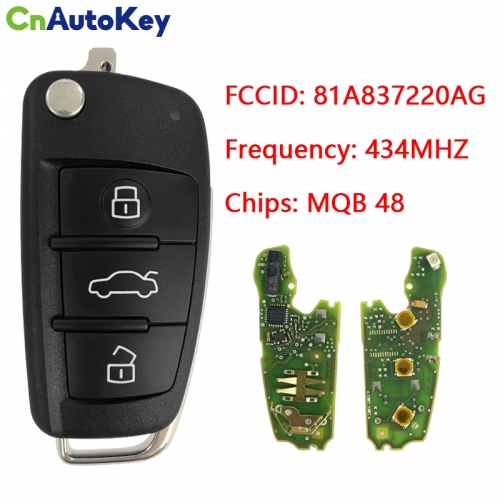 CN008091  Suitable for Audi models TP25 MQB 48 remote control key NOT keyless go FCC: 81A837220AG 434MHZ MEGAMOS