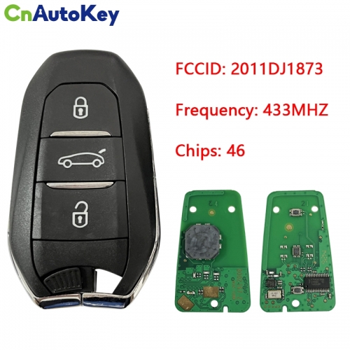 CN009029 Aftermarket 2011DJ1873 433.92Mhz 7945 Electric chip car key control 3Button remote smart card keyless go smart key for Peugeot 508