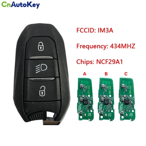 CN009043  2020 Peugeot 5008, 508   Smart Key, 3Buttons, IM3A HITAG AES NCF29A1, 434MHz Keyless Go