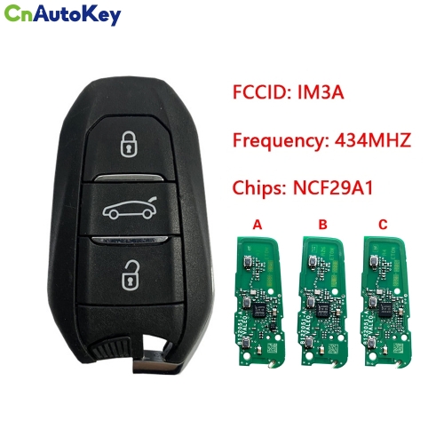 CN009042  2020 Peugeot 5008, 508   Smart Key, 3Buttons, IM3A HITAG AES NCF29A1, 434MHz Keyless Go