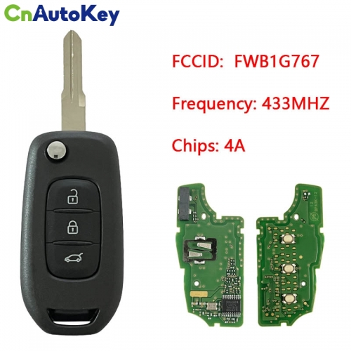 CN010027 ORIGINAL Flip Key for Renault Kadjar/Captur Buttons:3 Frequency 433 MHz Transponder PCF 7961M IC: 1788D-FWB1G767