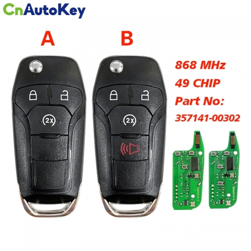 CN018019 Replacement Remote for Ford 868 MHz Transponder: HITAG Pro Part No: 357141-00302