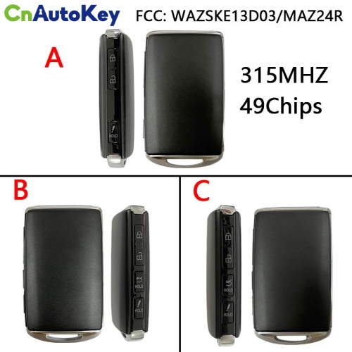 CN026056  2019-2022 CX-5 CX-9 FSK 315 frequency fully intelligent remote control key/49 chip/FCC ID: WAZSKE13D03/MAZ24R