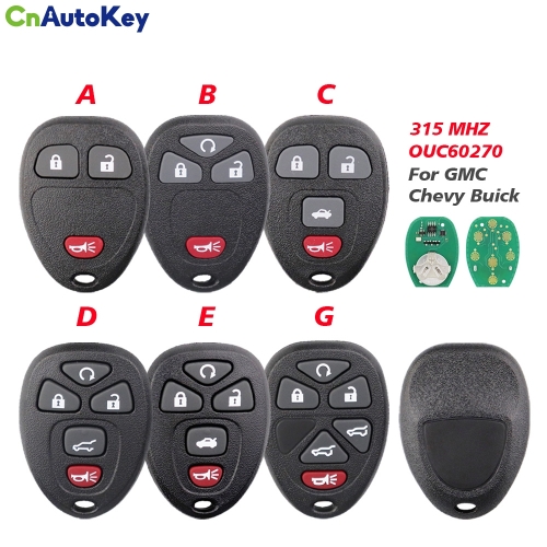 CN014109 315Mhz OUC60270 5/6 Buttons Remote Control Keyless Entry Car Key Fob for Buick Chevrolet Cadillac GMC Saturn