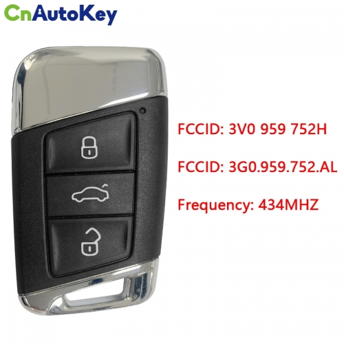 CN001115 OEM Smart Key for Skoda Superb Facelift Buttons:3 / Frequency:434MHz / Transponder:NCP21A2W/HITAG PRO / Blade signature:HU162T / Immobiliser
