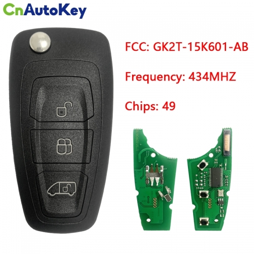 CN018097 For Ford Transit Flip Remote Key 3 Button 434MHz 49 Chip HITAG Pro GK2T-15K601-AB