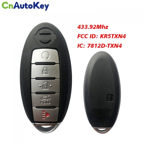 CN027079  Nissan Altima 2019+ Smart Key, 5Buttons, KR5TXN4 S180144507 HITAG AES NCF29A1M, 433MHz 285E3-6CA6A Keyless Go