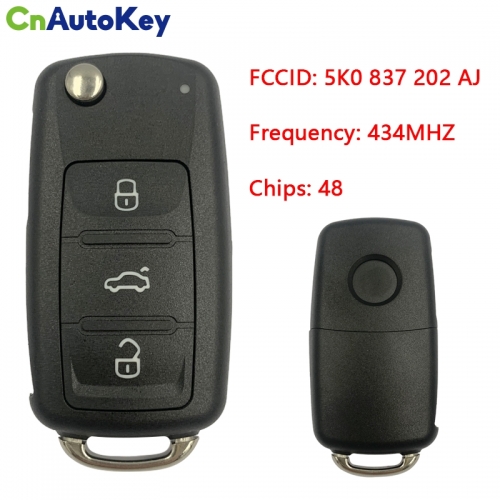 CN001060 Flip Remote Key Keyless Fob For VW Golf Caddy Beetle Polo Jetta 5K0837202AJ 5K0 837 202 AJ 5K0 837 202 E 5K0837202E