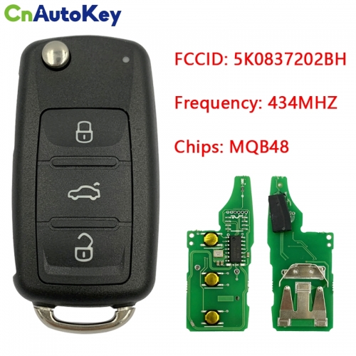CN001098 MQB 5K0837202BH 5K0837202DH Remote Car Key 434MHz For VW Caddy Transporter Beetle Jetta Sharan Scirocco Polo