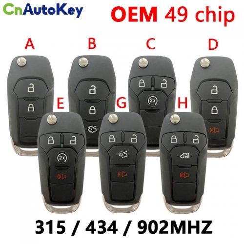 CN018133    OEM Flip Remote Key Keyless Entry 315/434/902MHz with 49 chip Hitag Pro for Ford
