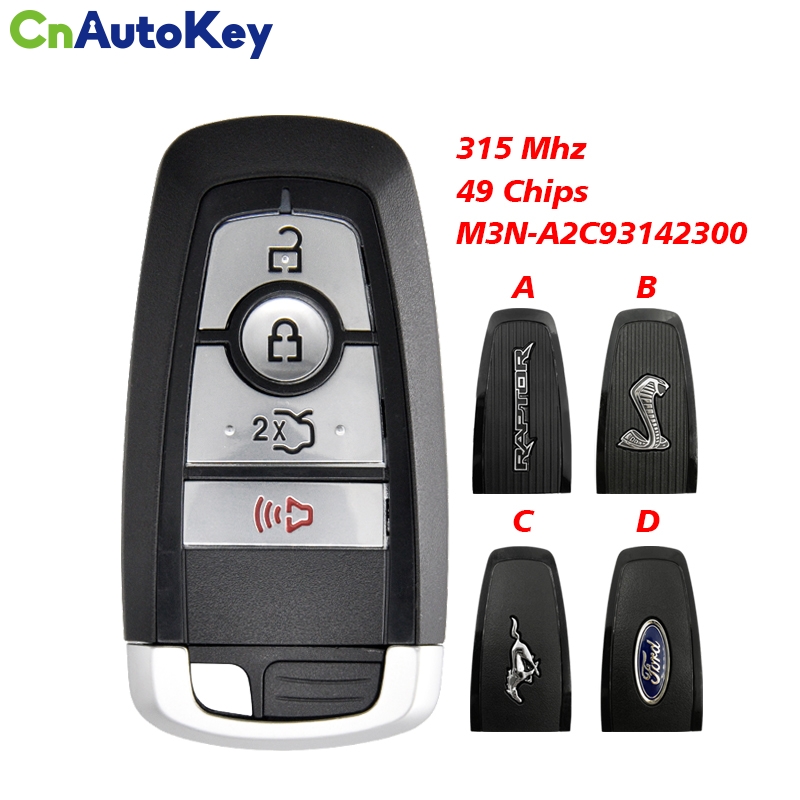 CN018066  Smart Proxy Keyless Remote Key 4 button 315MHz for Ford Mustang 2017-2020 FCC ID: M3N-A2C93142300 164-R8172 164-R8159