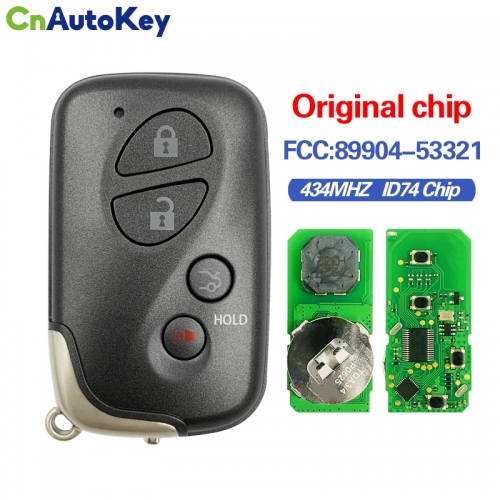 CN052044 Lexus ES, GS, IS 2009+ Smart Key, 4Buttons, 14AAC P1 98 4D-67, 433MHz 89904-53321 89904-50400 Keyless Go A433