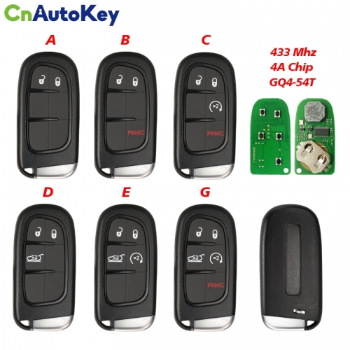 CN086046  Remote Keyless-Go Smart Car Key 433Mhz Hitag-AES 4A Chip For Jeep Cherokee DODGE RAM Durango Chrysler GQ4-54T 2/3/4/5B