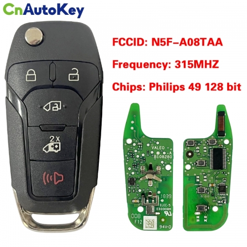 CN018129  2020-2020 Ford Transit Connect / 5-Button Flip Key / PN: 164-R8255 / N5F-A08TAA (OEM)