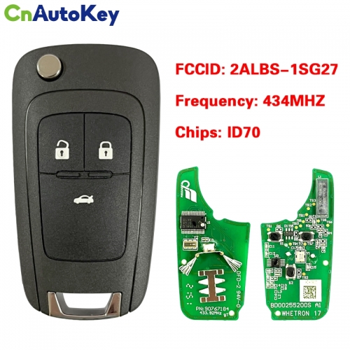 CN014113 Original 3 Buttons Car Key 2ALBS-1SG27  ID70 Chip 434 MHZ For Chevrolet Alarm Remote Fob