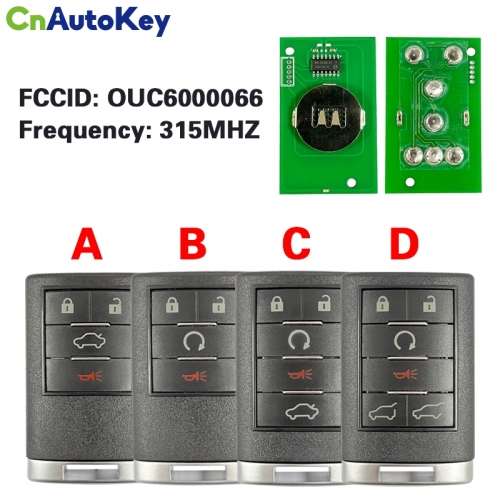 CN030022  FCC ID: OUC6000066 For Cadillac Escalade ESV EXT 2007-2014 CTS DTS  Remote 4 5 6 Buttons Fob 315MHz SUV Key