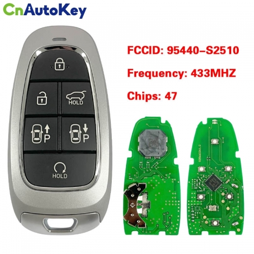 CN020265   PCB 6 Button Smart Key For Hyundai Santa Fe 2021+ Remote Fob 47 Chip 433MHz FCCID 95440-S2510 Keyless GO