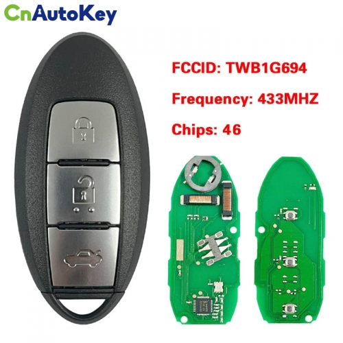 CN027045 3 Button For Nissan MICRA Juke Cube Leaf Smart Key 434MHZ 46 CHIP (HITAG2) PCF7952 TWB1G694