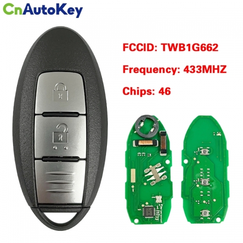 CN027035 TWB1G662 Smart key 2 button 433.9mhz PCF7952 for Nissan Juke Note Micra Cube  46chip 7952