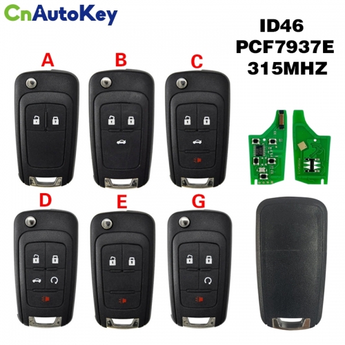 CN014116  315MHZ ID46 PCF7937E /7937 Car Remote Key for Chevrolet Cruze Aveo Epica Lova Camaro Impala Trax Orlando 2/3/4/5 BTN