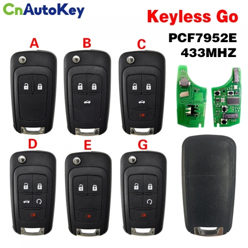 CN014059 For CHEVROLET Cruze, Malibu, Impala smart key, 5Buttons PCF7952E Chip, 433MHz, with Keyless Go, HU100 5912546 13587073