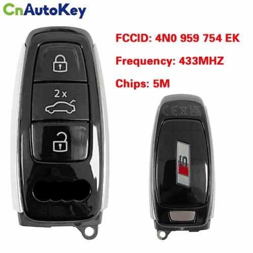 CN008121 MLB Original 3 Button Audi S 433 MHz 5M Chip for Audi A8 2017-2021 Smart Key Remote Control FCC ID  4N0 959 754 EK  Keyless Go