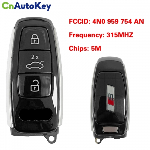 CN008119 MLB Original 3 Button Audi S 315 MHz 5M Chip for Audi A8 2017-2021 Smart Key Remote Control FCC ID  4N0 959 754 AN Keyless Go