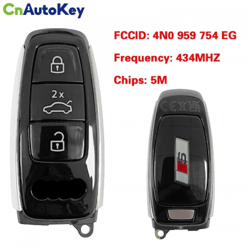 CN008118 MLB Original 3 Button Audi S 434 MHz 5M Chip for Audi A8 2017-2021 Smart Key Remote Control FCC ID  4N0 959 754 EG Keyless Go