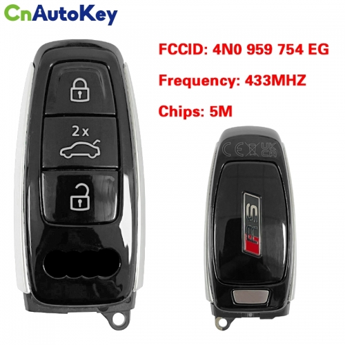 CN008117 MLB Original 3 Button Audi RS 433 MHz 5M Chip for Audi A8 2017-2021 Smart Key Remote Control FCC ID  4N0 959 754 EG Keyless Go