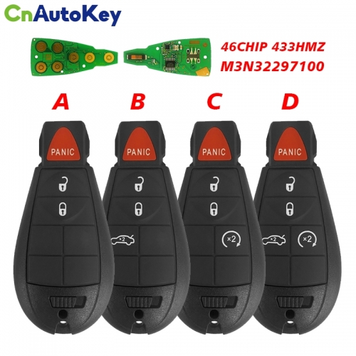 CN087014 3/4/5 Button PCF7941 46 Chip 433 HMZ For 2012-2016 Dodge  Dart Fobik Keyless Remote M3N32297100(433) 56046771AA 