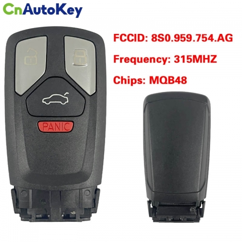 CN008151  original 3+1 buttons Suitable for Audi A3 Q2 Q3 TT remote control key 315Mhz MQB48 chip FCC: 8S0 959 754 AG Keyless GO
