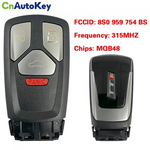 CN008173 Original 3+1 Buttons For Audi A3 Q2 Q3 TT TTS Remote Control key 315Mhz MQB48 chip FCC: 8S0 959 754 BS Keyless GO