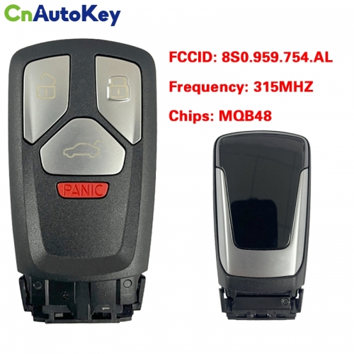 CN008154  original 3+1 buttons for Audi A3 Q2 Q3 TT remote control key 315Mhz MQB48 chip FCC: 8S0 959 754 AL Keyless GO