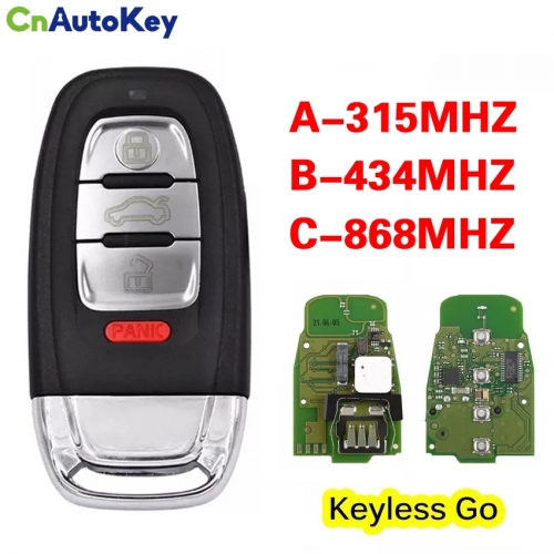 CN008088 Aftermarket 4 Button Keyless remote 2012 2013 2014 2015 2016 key fob fits Audi A6 keyfob Part. No: 8T0.959.754 M, FCC ID: IYZFBSB802 49CHIP
