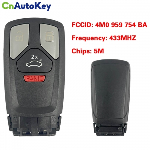 CN008177  MLB Suitable for Audi original remote control key 3+1 buttons 433Mhz 5M chip FCC: 4M0 959 754 BA Keyless GO