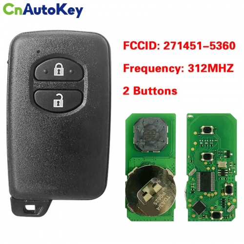CN007258  Toyota Prado Smart Key 2 Buttons 312MHz Black Cover PCB 271451-5360