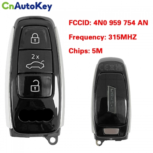 CN008134  MLB Original 3 Button Audi E-tron 5M Chip for Audi A8 2017-2021 Smart Key Remote Control FCC ID 4N0 959 754 AN Keyless Go