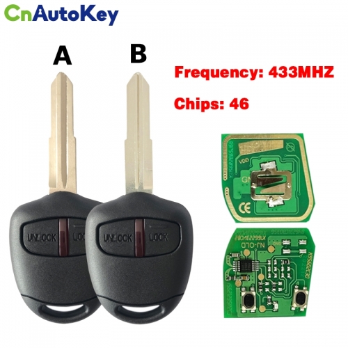 CN011004 433MHz ID46 2 Button FOB Remote Key For Mitsubishi L200 Shogun Lancer OUTLANDER without logo