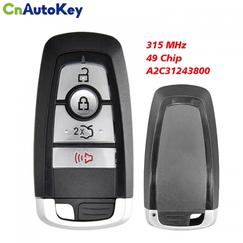 CN018117  Ford Mustang Cobra 2015+ Smart Key, 4Buttons, M3N-A2C31243800 PCF7953P, 315MHz Keyless Go