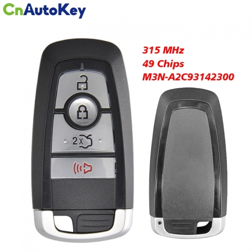 CN018115 Ford Mustang 2017+ Smart Key, 4Buttons, M3N-A2C93142300 PCF7953P, 315MHz 164-R8159 Keyless Go